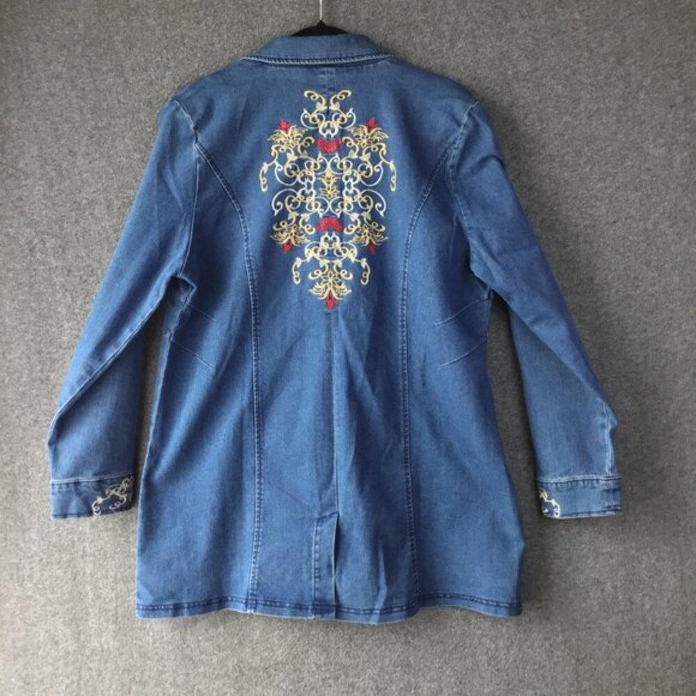 Isabel Hayley Embroidered Denim Jean Jacket Size 16 EUC